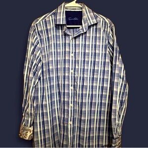 Tasso Elba Blue Plaid Men's Shirt